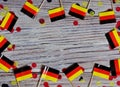 October 3, happy German independence Day. the concept of patriotism , freedom and independence. Mini paper flags with yellow and