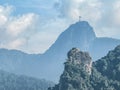 Aerial view of Christ the Redeemer (statue) of Rio de Janeiro, Brazil. Corcovado Royalty Free Stock Photo