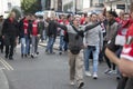 During the day a large crowd of Cologne fans marched through Soho and then into Oxford Street which they brought to a halt.