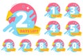 Day left badges. Numbers shopping sales time business stickers vector collection