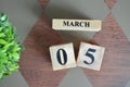 Date of March with leaf on diamond. Royalty Free Stock Photo