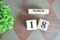 Date of March with leaf on diamond. Royalty Free Stock Photo