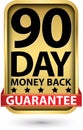 90 day money back guarantee golden sign, vector illustration Royalty Free Stock Photo