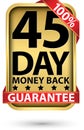 45 day 100% money back guarantee golden sign, vector illustration Royalty Free Stock Photo