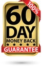 60 day 100% money back guarantee golden sign, vector illustration Royalty Free Stock Photo