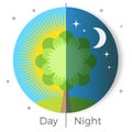 Day and night conceptual vector illustration depicted on Earth globe Royalty Free Stock Photo