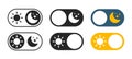 Day night mode buttons set icon vector, light dark color scheme theme toggle switch ui interface elements graphic illustration,