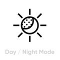 Day or Night Mode icon. Editable Line Vector.