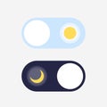 Day and Night mode switch. Sun and Moon. Sleeping mode turn on, off. On Off Switch. Light and Dark Royalty Free Stock Photo