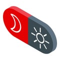 Day and night mode switch toggle button showing sun and moon icons