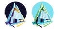 Day and night modern buildings. Perspective view. Vector illustration collection Royalty Free Stock Photo