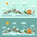 Day and Night nature winter landscapes