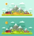 Day and Night rural landscapes Royalty Free Stock Photo