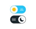 Day and night switcher - web site button with moon and sun to switch the day and night view or mode - isolated vector UI element