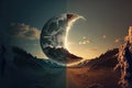 Day and night time change concept, 24 Hours. from morning till dawn, moon to sun cycle. circle of life. Generative AI Royalty Free Stock Photo