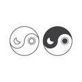 Day and night yin yang. Vector logo icon template