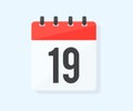 The day nineteen of the month with date 19, nineteenth day logo design. Calendar icon flat day 19.