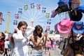 attractions families mothers with children strollers tourists backpacks beautiful sunny day hats Cloverdale rodeo Royalty Free Stock Photo