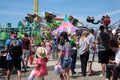 attractions families mothers with children strollers tourists backpacks beautiful sunny day hats Cloverdale rodeo Royalty Free Stock Photo