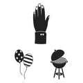 Day of Patriot, holiday black icons in set collection for design. American tradition vector symbol stock web
