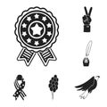 Day of Patriot, holiday black icons in set collection for design. American tradition vector symbol stock web