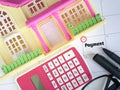 Day of payment for rent or loan. Calendar,pen, calculator and glasses. Payment concept. Royalty Free Stock Photo