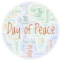 Day of Peace in a shape of globe word cloud.
