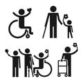 Day persons disabilities icon set, simple style