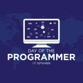 Day of the Programmer template with monitor icon and coding Royalty Free Stock Photo