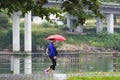 Day of rain and red umbrella Royalty Free Stock Photo