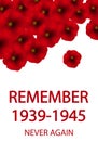 Day of Remembrance and Reconciliation illustration. World War II 1939-1945 poster.