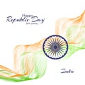 Template the Day of the Republic in India Abstract background with wavy lines of colors of the national flag of India