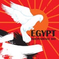 Day revolution in Egypt. July 23rd. National independence day in Africa. White dove in flight for the decoration of Royalty Free Stock Photo