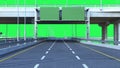 Day Road freeway travel concept route big board 3d render on green screen Royalty Free Stock Photo