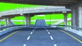 Day Road freeway travel concept route big board 3d render on green screen Royalty Free Stock Photo