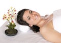 Day spa woman on massage table aroma Royalty Free Stock Photo