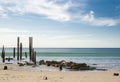 Day-Time at Port Willunga Beach Jetty Ruins, Fleurieu, SA Royalty Free Stock Photo