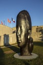 Woman`s head statue in Caen, Normandy, France