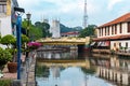 Old town of Malacca city and the Malacca river. It is a UNESCO World Heritage Site in Malaysia Royalty Free Stock Photo