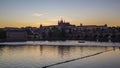 Day to night time lapse Prague city skyline with Charles Bridge in Prague, Czech Republic timelapse 4K