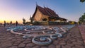 Ubon Ratchathani , Thailand - 09 DEC 2019 : Day to night time-lapse Sirindhorn Wararam Phu Prao Temple Wat Phu Prao