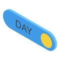Day toggle button showing daily mode setting representing twenty four hours Royalty Free Stock Photo
