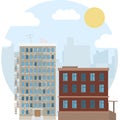 Day Urban Landscape City Estate Round Flat Icon Vector Illustration Royalty Free Stock Photo