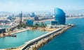 Day view of Barceloneta from sea side. Barcelona Royalty Free Stock Photo