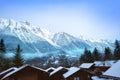 Day view of Chamonix village and Brevent mountain Royalty Free Stock Photo