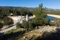 Day view of dam and reservoir at Guadalentin river Royalty Free Stock Photo