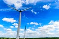 Day view wind power turbines generate electricity Royalty Free Stock Photo