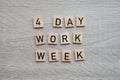 4 day work week symbol on wooden blocks four day working week concept. Modern approach doing business short workweek Royalty Free Stock Photo