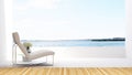 Daybed on terraceand lake view in hotel - 3D Rendering