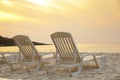 Daybeds on the Beach Royalty Free Stock Photo